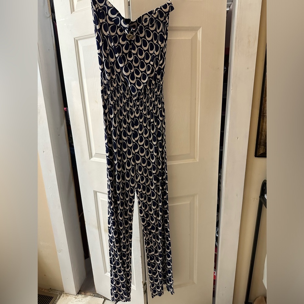 Stylish Navy Blue and White Jumpsuit